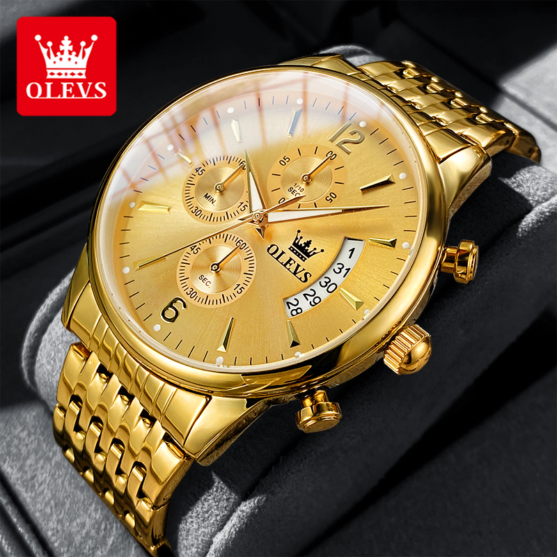 Luxury Watch Gold - OLEVS jam tangan pria merek mewah