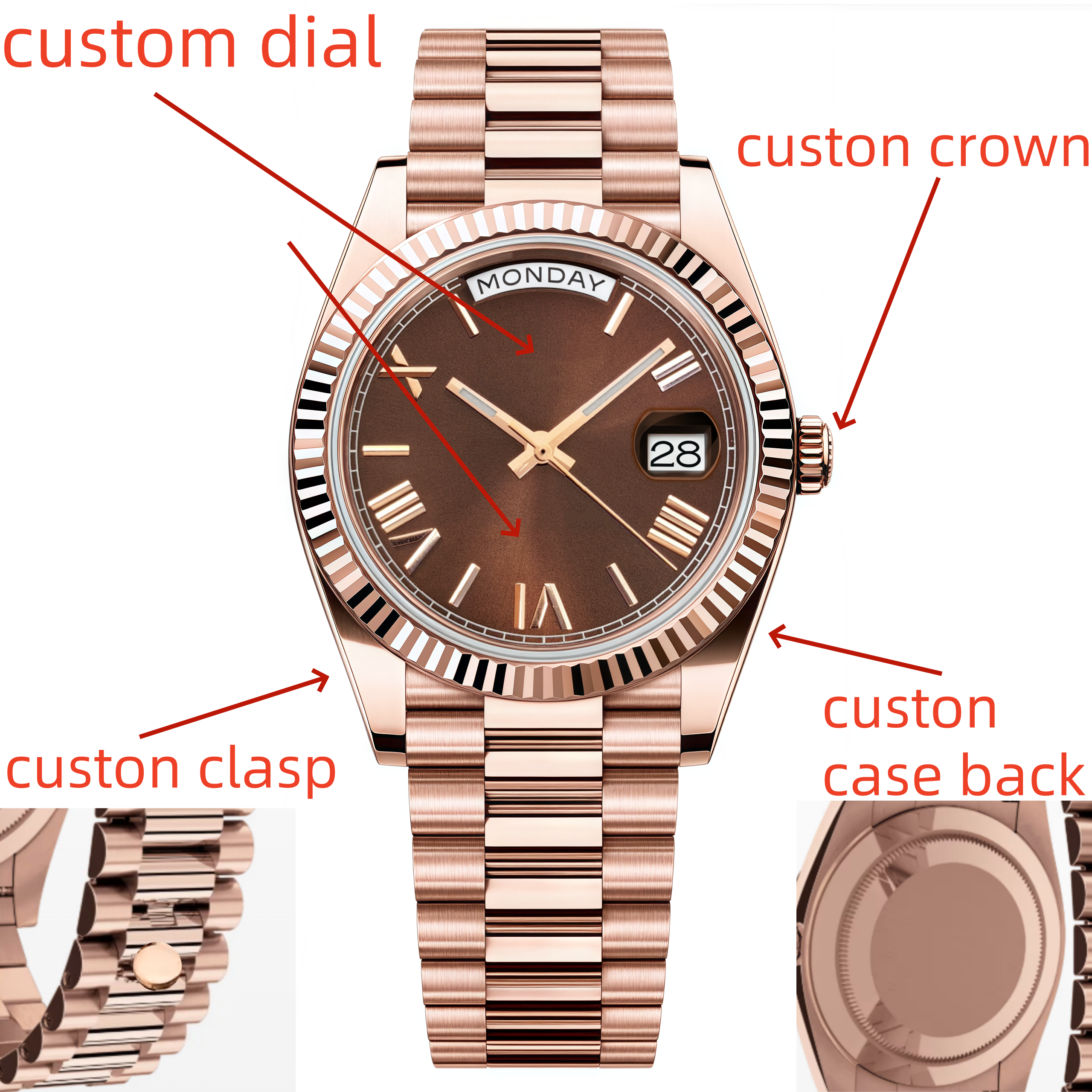 Luxury Watch Gold - Jam Tangan Mekanik Pria Mewah Rose