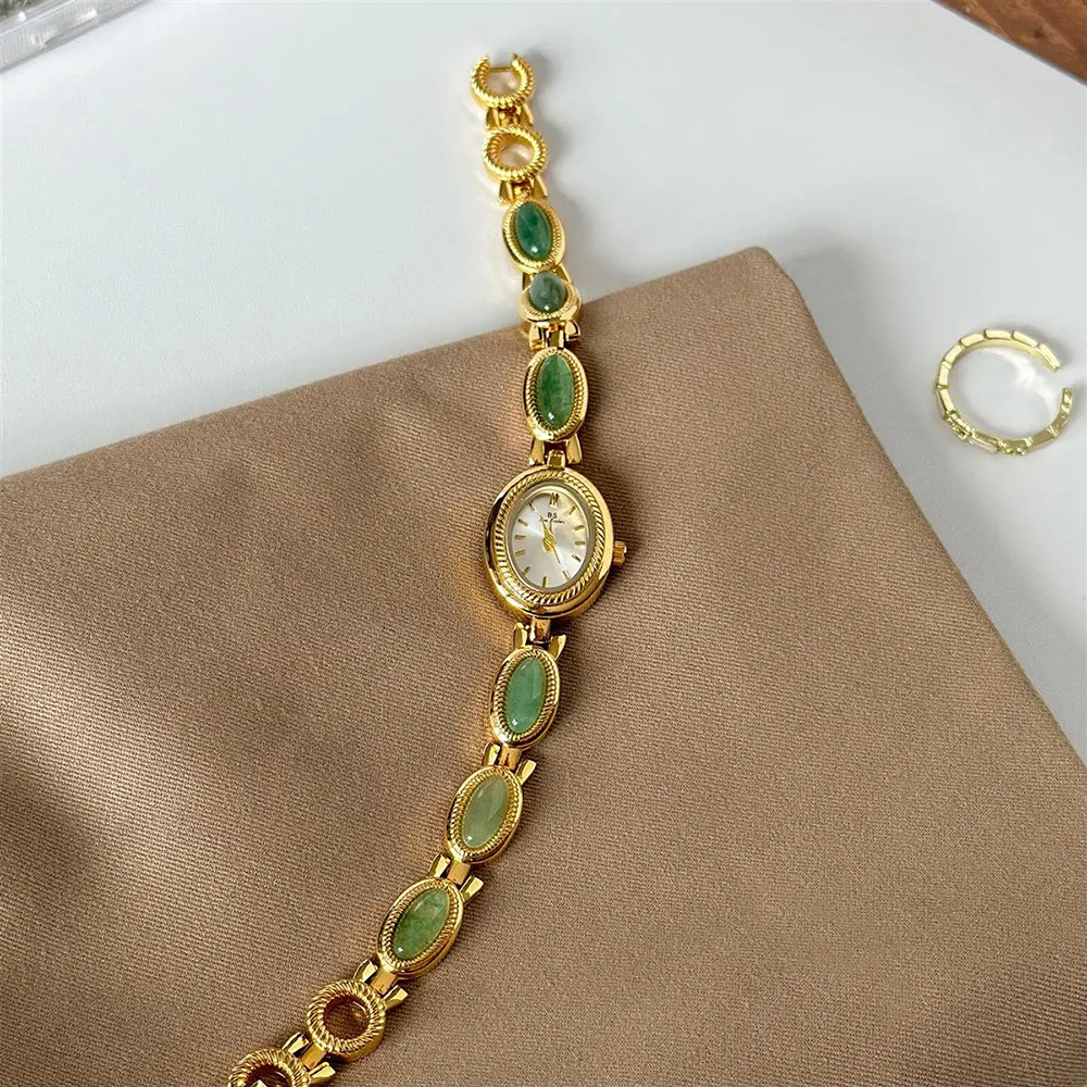 Quiet Luxury Watch - Jam Tangan Emas Wanita Gelang Giok