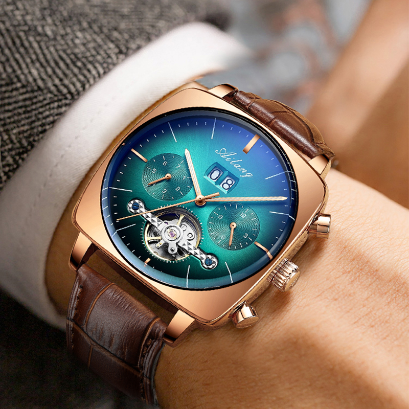 Automatic Pilot Watch - AILANG jam tangan mekanis persegi Dial