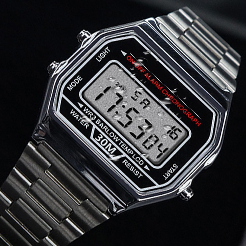 Luxury Watch Life - F91W jam tangan tali baja Pria