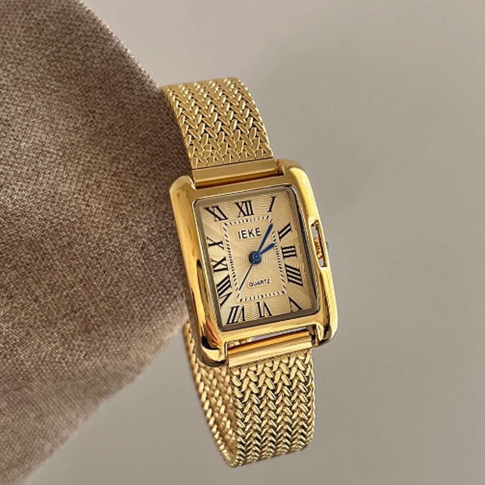 Luxury Watch Gold - Temperamen fashion dial persegi retro mewah