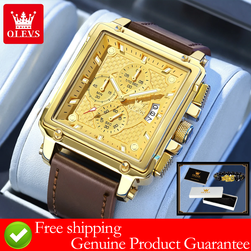 Luxury Watch Gold - Jam tangan pria merek OLEVS jam