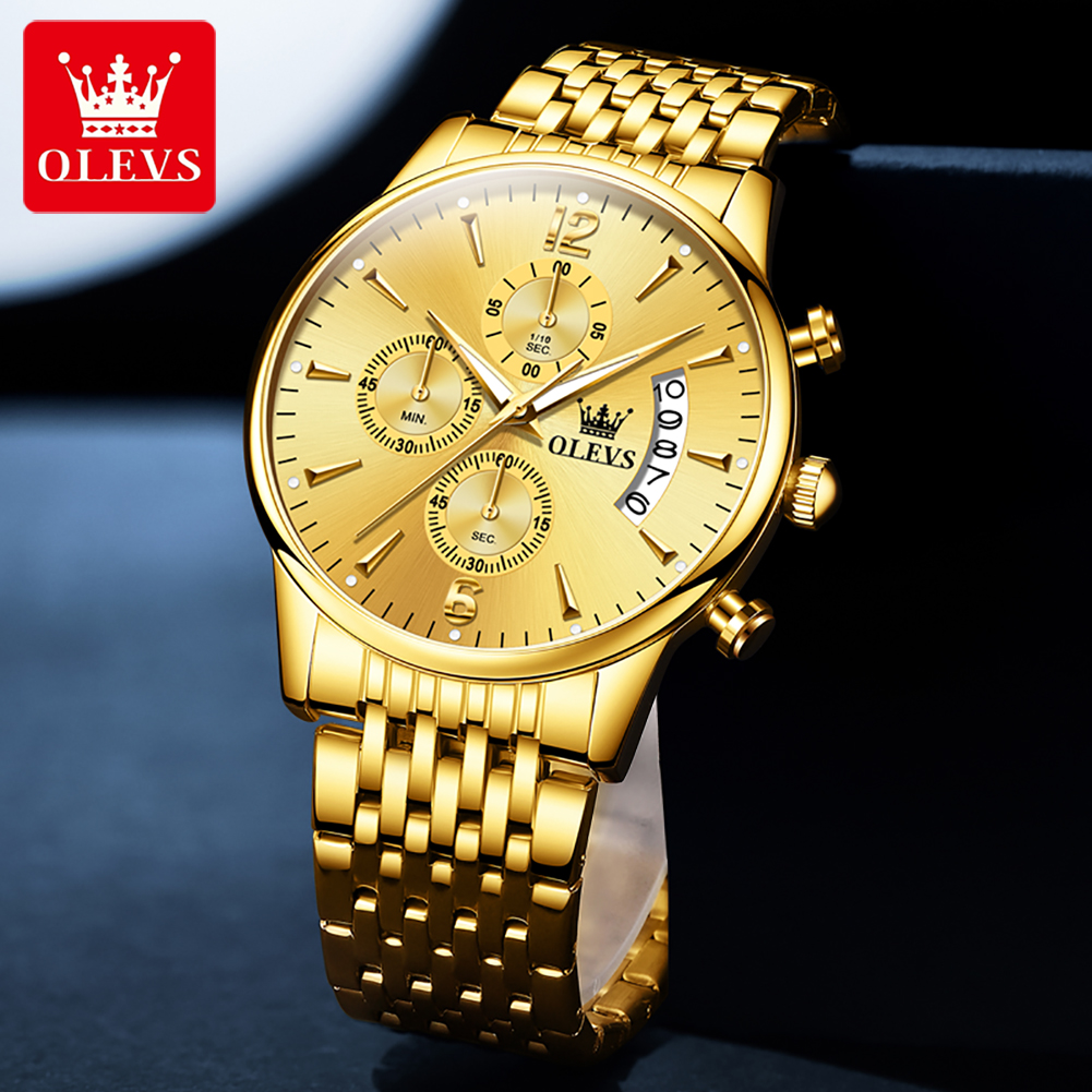 OLEVS jam tangan pria merek me - Luxury Watch Gold ulasan dan harga