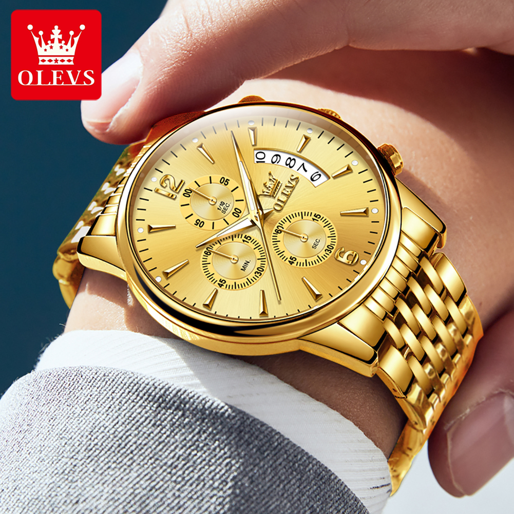OLEVS jam tangan pria merek me - Luxury Watch Gold ulasan dan harga