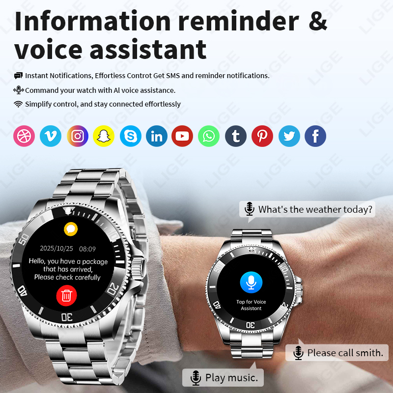 LIGE Jam Tangan Pintar Bisnis  - Luxury Watch Hd ulasan dan harga