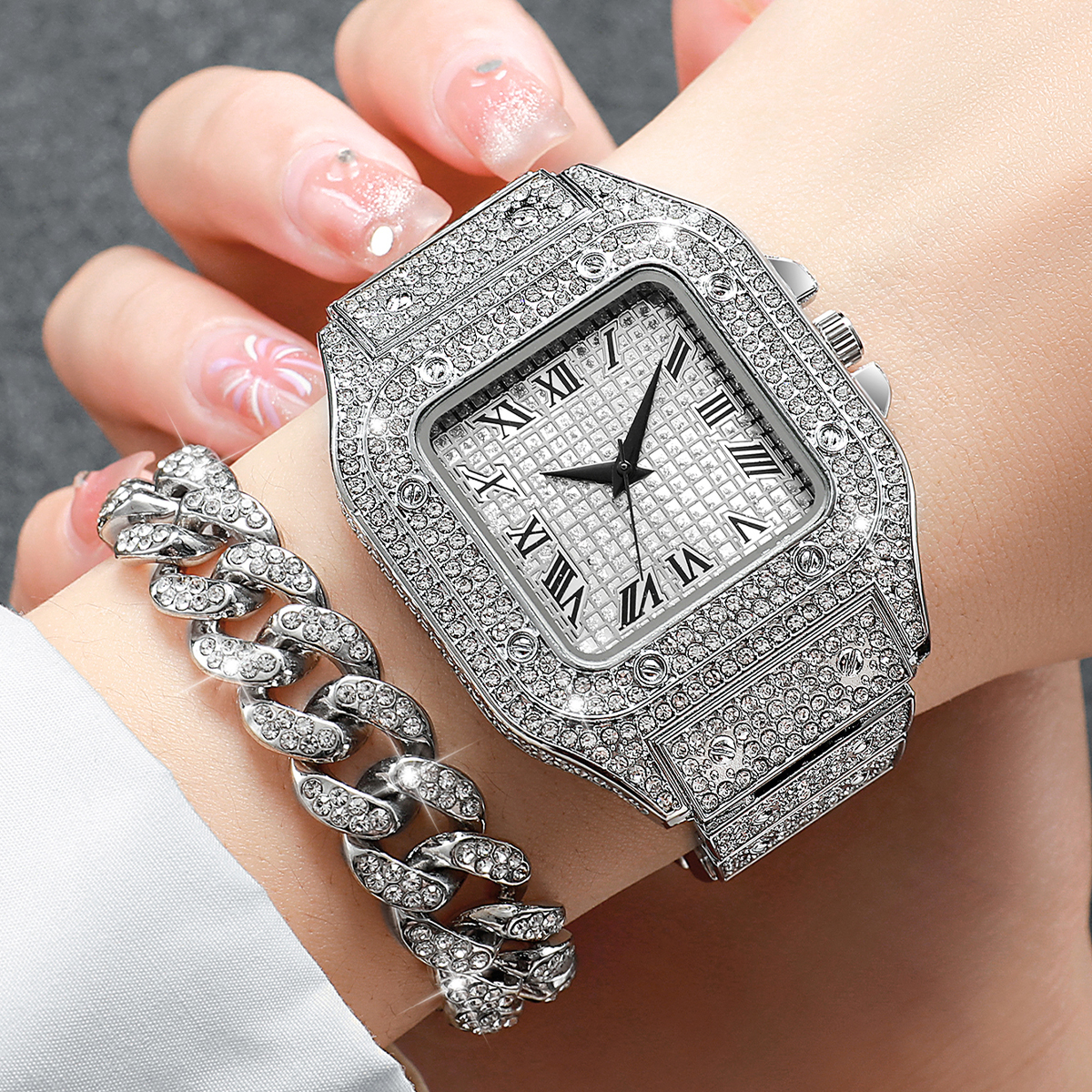 2PCS Set Jam Tangan Kotak Iced - Luxury Watch Life ulasan dan harga