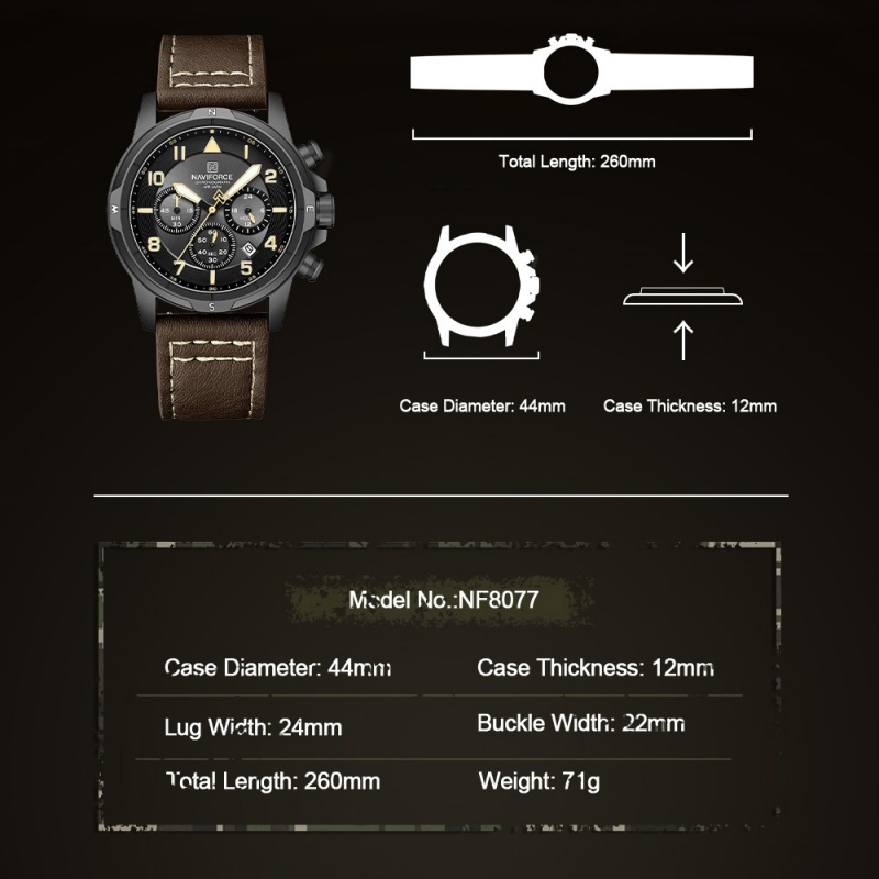 NAVIFORCE Jam Tangan Pria Kuar - Field Watch Military ulasan dan harga