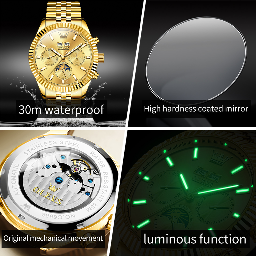 OLEVS 6688 Jam Tangan Otomatis - Luxury Watch Hd ulasan dan harga