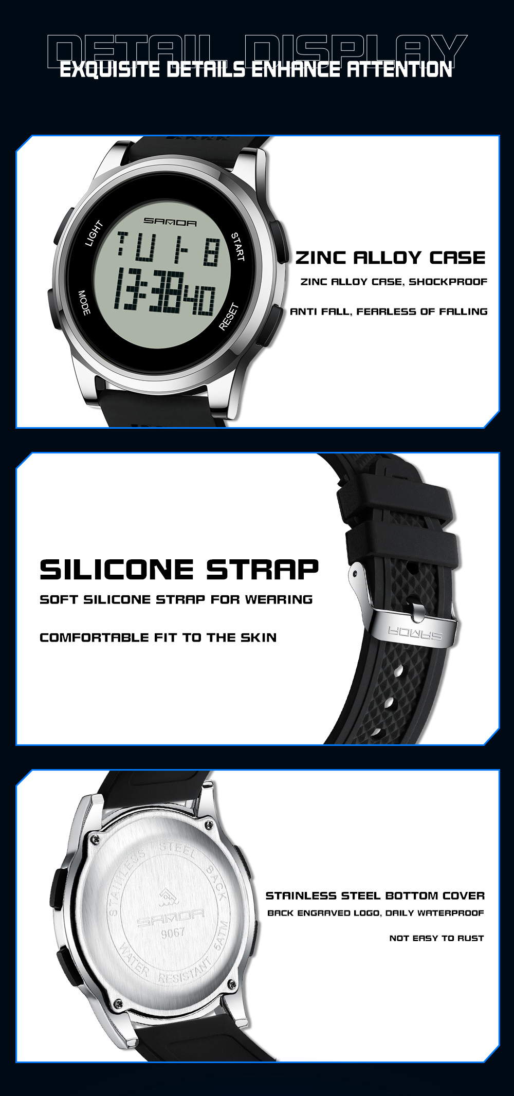 SANDA jam tangan Digital pria, - Luxury Watch Top 10 ulasan dan harga