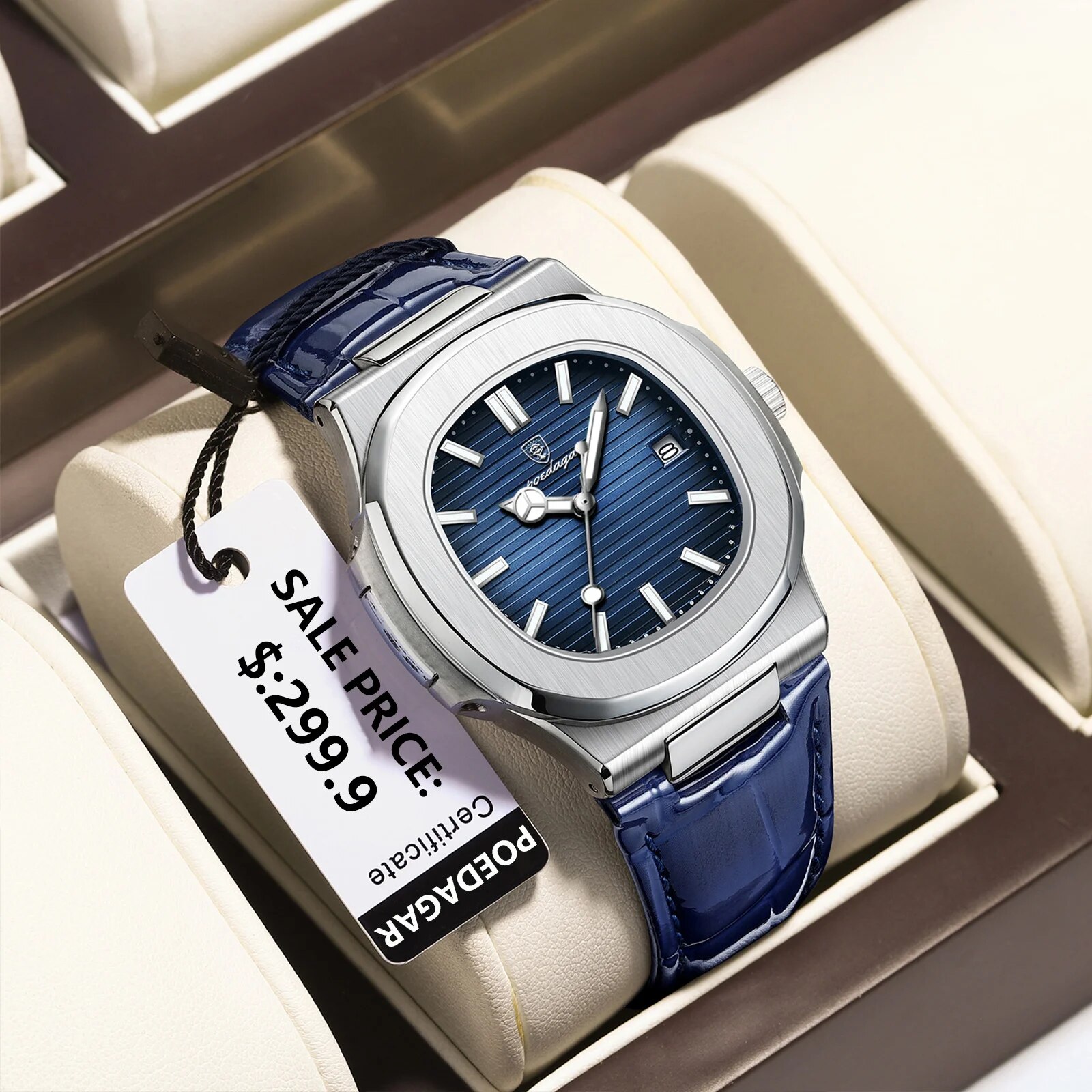 POEDAGAR jam tangan pria kotak - Luxury Watch Top 10 ulasan dan harga