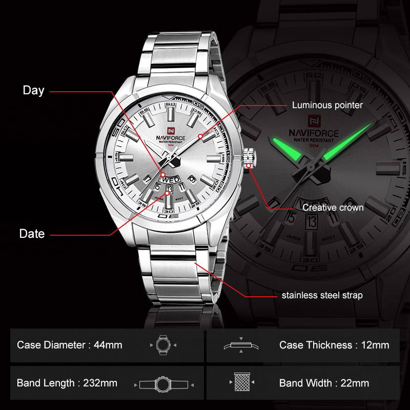 NAVIFORCE Jam Tangan Pria Berm - Field Watch Military ulasan dan harga