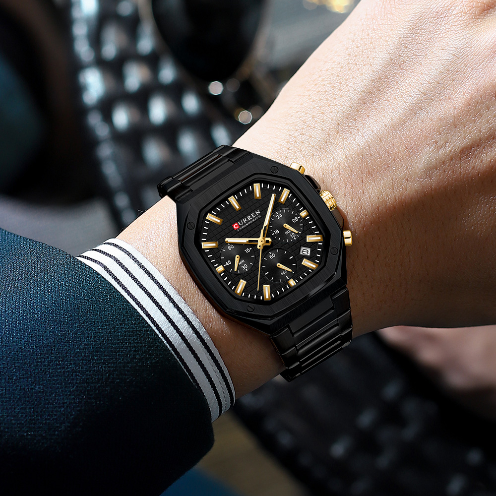 CURREN Jam Tangan Chrono Perse - Luxury Watch Gold ulasan dan harga