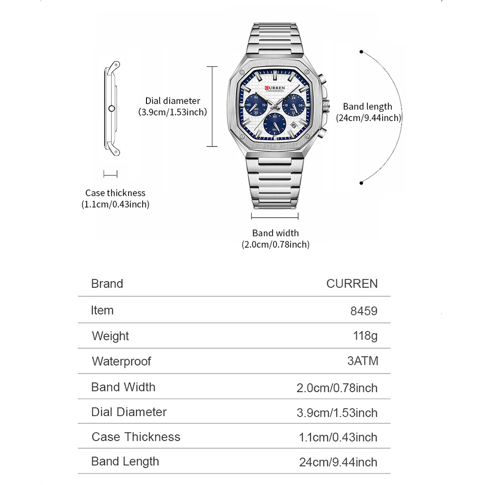 CURREN Jam Tangan Chrono Perse - Luxury Watch Gold ulasan dan harga